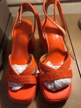 Orange Platform Braided Platform Sandals